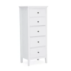Lynton Tall Small 5 Drawer Chest, White -Habitat Store 1000146579 alt02