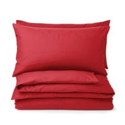 Non Iron Plain Dye Red Standard Pillowcase Pair 5 Non Iron Plain Dye Red Standard Pillowcase Pair -Habitat Store 1000151309 alt01