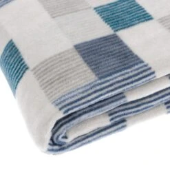 Super Soft Mini Squares Blue Throw -Habitat Store 1000152688 alt03