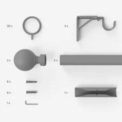 Ashton Fixed Metal Curtain Pole With Rings -Habitat Store 30079229 alt06