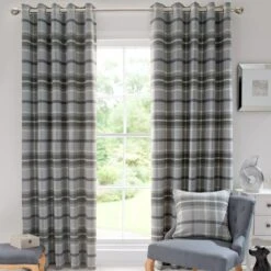 Highland Check Eyelet Curtains -Habitat Store 30151229 alt01