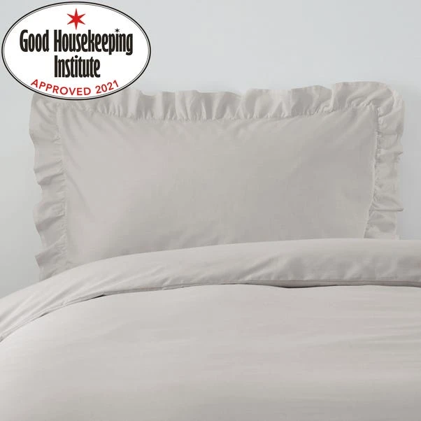 Non Iron Plain Dye Silver Frilled Pillowcase 3 Non Iron Plain Dye Silver Frilled Pillowcase