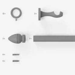 Oregon Acacia Fixed Wooden Curtain Pole With Rings -Habitat Store 30214387 alt09