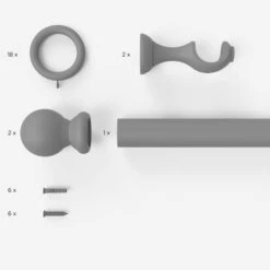 Universal Fixed Wooden Curtain Pole With Rings -Habitat Store 30216579 alt09