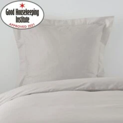 Non Iron Plain Dye Silver Continental Square Pillowcase