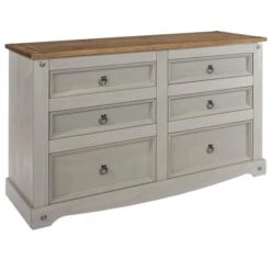 Corona Wide 6 Drawer Chest, Pine