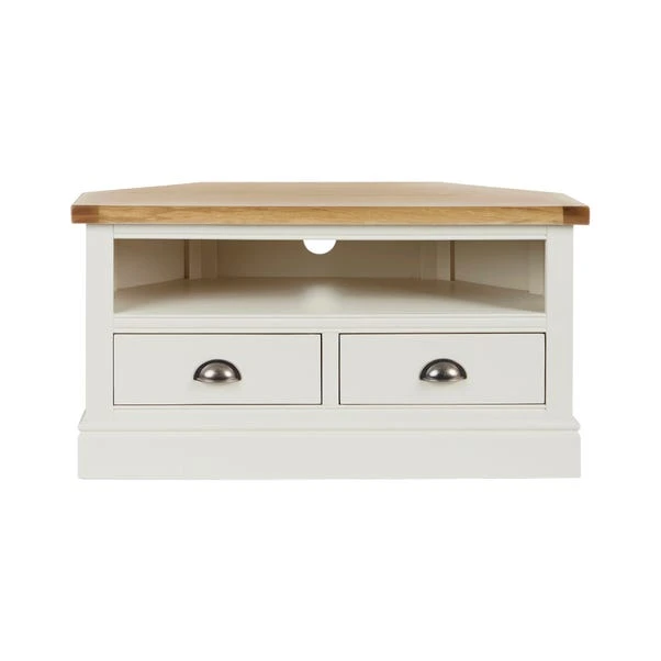 Compton Corner TV Unit, Ivory And Oak For TVs Up To 42" 3 Compton Corner TV Unit, Ivory And Oak For TVs Up To 42"