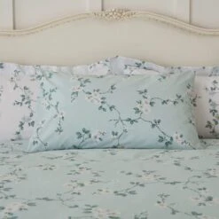 Edith Duck Egg Floral Reversible Duvet Cover And Pillowcase Set -Habitat Store 30646307 alt01