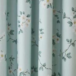 Edith Duck Egg Floral Blackout Eyelet Curtains -Habitat Store 30646311 alt02