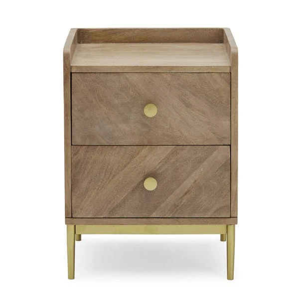 Rumi 2 Drawer Bedside Table, Mango Wood 3 Rumi 2 Drawer Bedside Table, Mango Wood
