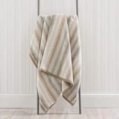 Super Soft Ombre Stripe Natural Throw -Habitat Store 30655832