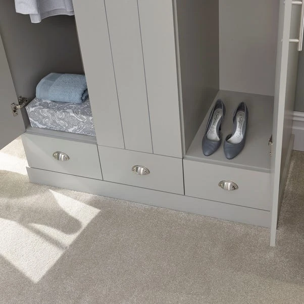 Kendal Triple Wardrobe, Grey 8 Kendal Triple Wardrobe, Grey - Image 6