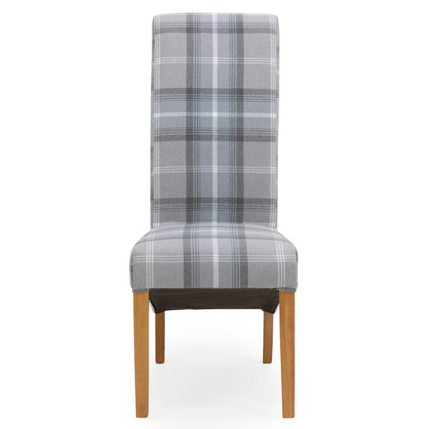Set Of 2 Chester Dining Chairs, Woven Check Fabric 4 Set Of 2 Chester Dining Chairs, Woven Check Fabric - Image 2