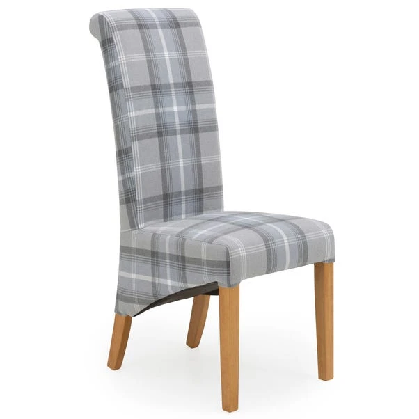 Set Of 2 Chester Dining Chairs, Woven Check Fabric 5 Set Of 2 Chester Dining Chairs, Woven Check Fabric - Image 3