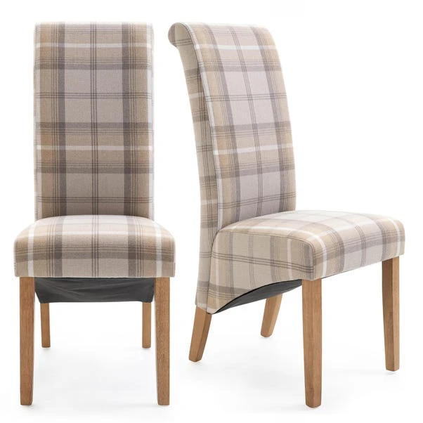 Set Of 2 Chester Dining Chairs, Woven Check Fabric 12 Set Of 2 Chester Dining Chairs, Woven Check Fabric - Image 10