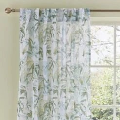Tropical Leaf Hidden Tab Top Single Voile Panel -Habitat Store 30676514