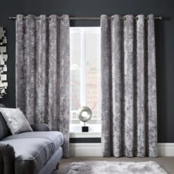 Crushed Velour Silver Eyelet Curtains 37 Crushed Velour Silver Eyelet Curtains -Habitat Store 30678060 alt01