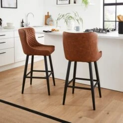 Montreal Counter Height Bar Stool, Faux Leather -Habitat Store 30685294