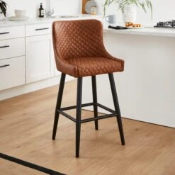Montreal Counter Height Bar Stool, Faux Leather -Habitat Store 30685294 alt01