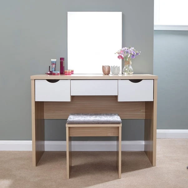 Elizabeth 3 Drawer Dressing Table Set With Mirror 3 Elizabeth 3 Drawer Dressing Table Set With Mirror