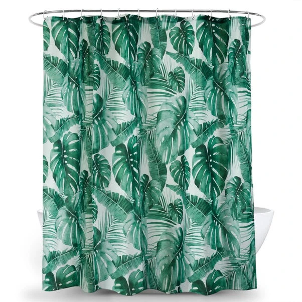 Tropical Leaf Green Shower Curtain 3 Tropical Leaf Green Shower Curtain