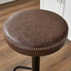 Venice Round Adjustable Height Swivel Bar Stool, Faux Leather 11 Venice Round Adjustable Height Swivel Bar Stool, Faux Leather -Habitat Store 30711334 alt03