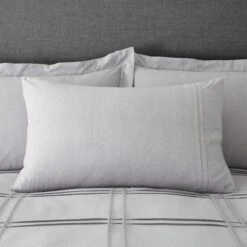 Denver Marl Grey Pintuck Duvet Cover And Pillowcase Set -Habitat Store 30711779 alt01
