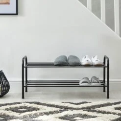 Black Metal 2 Tier Shoe Rack