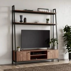 Fulton Pine Ladder Shelf TV Unit For TVs Up To 60"
