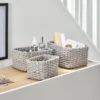 Set Of 3 Paper Rope Grey Storage Baskets
