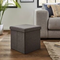 Faux Linen Cube Ottoman 40 Faux Linen Cube Ottoman -Habitat Store 30723920