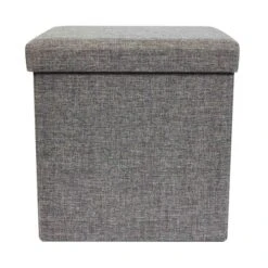 Faux Linen Cube Ottoman 41 Faux Linen Cube Ottoman -Habitat Store 30723920 alt01