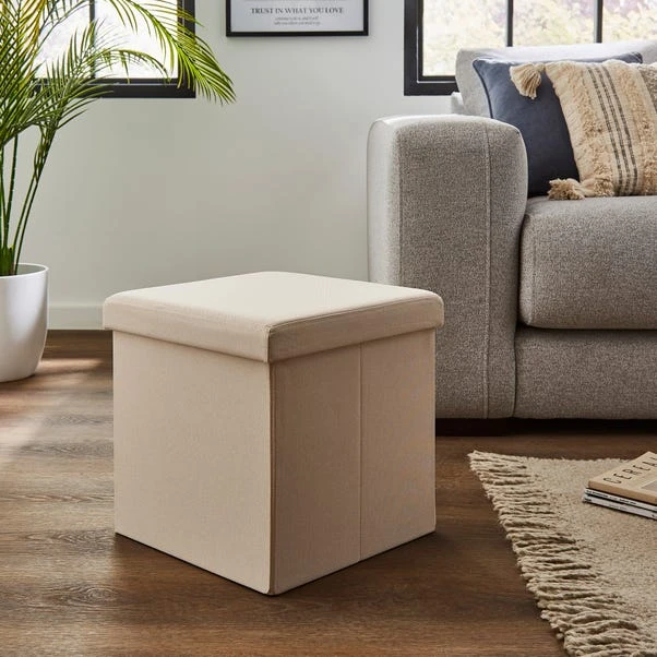 Faux Linen Cube Ottoman 17 Faux Linen Cube Ottoman - Image 15