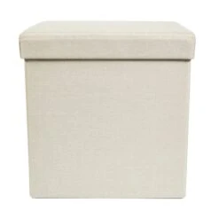 Faux Linen Cube Ottoman 37 Faux Linen Cube Ottoman -Habitat Store 30723921 alt01