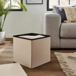 Faux Linen Cube Ottoman 38 Faux Linen Cube Ottoman -Habitat Store 30723921 alt02