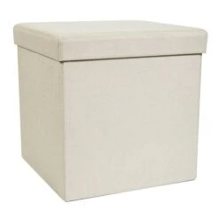 Faux Linen Cube Ottoman 39 Faux Linen Cube Ottoman -Habitat Store 30723921 alt03