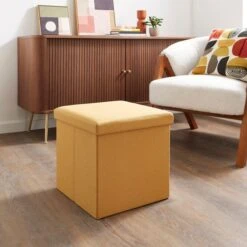 Faux Linen Cube Ottoman 31 Faux Linen Cube Ottoman -Habitat Store 30723922