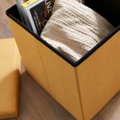 Faux Linen Cube Ottoman 33 Faux Linen Cube Ottoman -Habitat Store 30723922 alt02