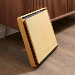 Faux Linen Cube Ottoman 34 Faux Linen Cube Ottoman -Habitat Store 30723922 alt03