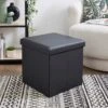 Faux Leather Cube Ottoman Black -Habitat Store 30723927