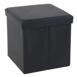 Faux Leather Cube Ottoman Black 11 Faux Leather Cube Ottoman Black -Habitat Store 30723927 alt04
