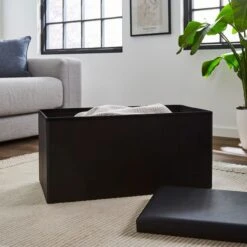 Faux Leather Ottoman Black 7 Faux Leather Ottoman Black -Habitat Store 30723928 alt01