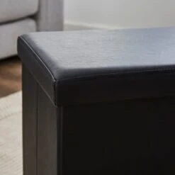 Faux Leather Ottoman Black 8 Faux Leather Ottoman Black -Habitat Store 30723928 alt02