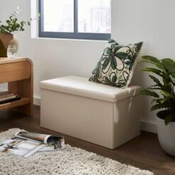 Faux Linen Rectangular Ottoman -Habitat Store 30723930