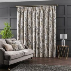 Leaf Jacquard Pencil Pleat Curtains -Habitat Store 30729262 alt04