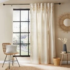 Macrame Border Hidden Tab Top Voile Panel -Habitat Store 30733310 alt01