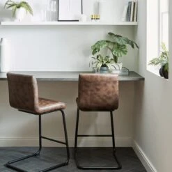 Felix Counter Height Cantilever Bar Stool, Faux Leather -Habitat Store 30748431