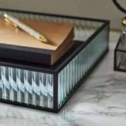 Ribbed Black Edge Glass Tray -Habitat Store 30755576 alt01