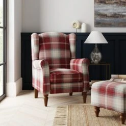 Oswald Check Wingback Armchair 31 Oswald Check Wingback Armchair -Habitat Store 30766645