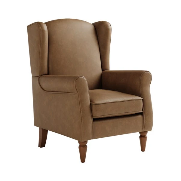 Oswald Distressed Faux Leather Wingback Armchair 4 Oswald Distressed Faux Leather Wingback Armchair - Image 2